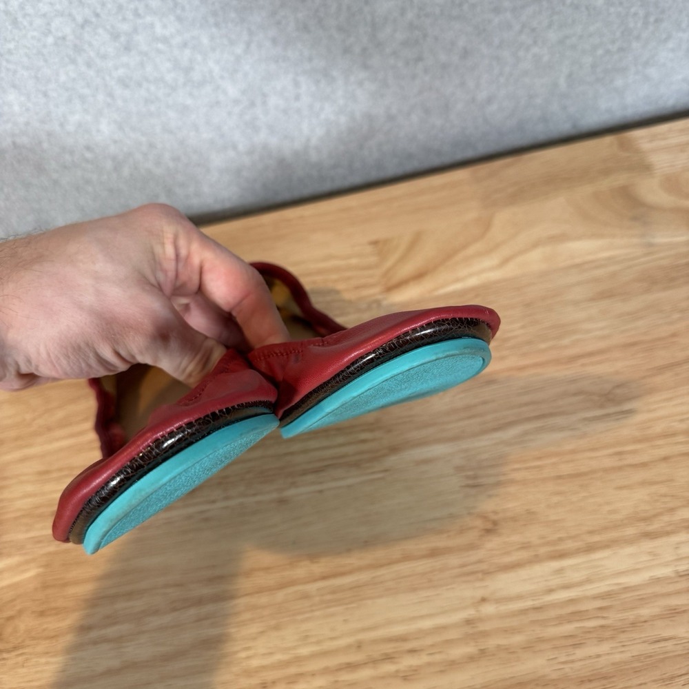 TIEKS by Gavrieli Sz 12 Red Leather Ballet Flats Foldable Shoes Flat - Picture 6 of 6